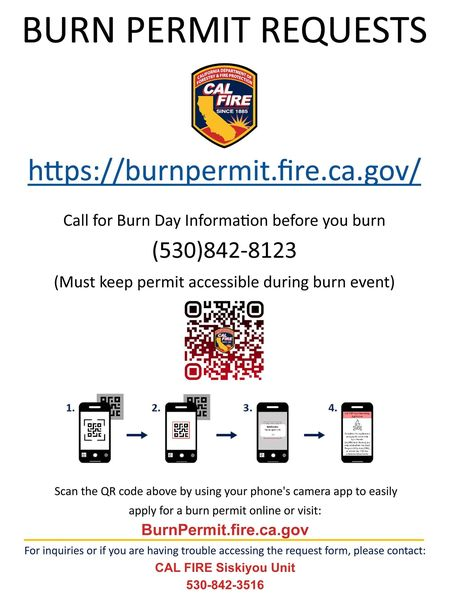 Burn permits available for Siskiyou County May 1st